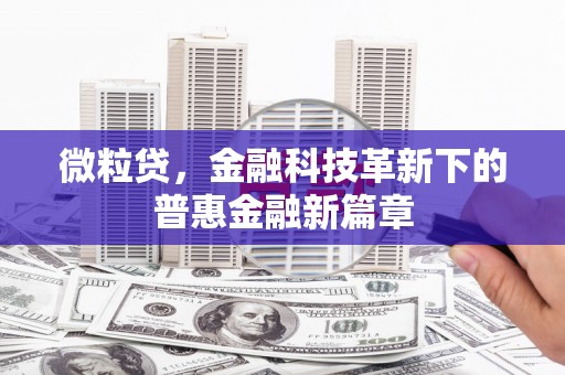 广元微粒贷，金融科技革新下的普惠金融新篇章